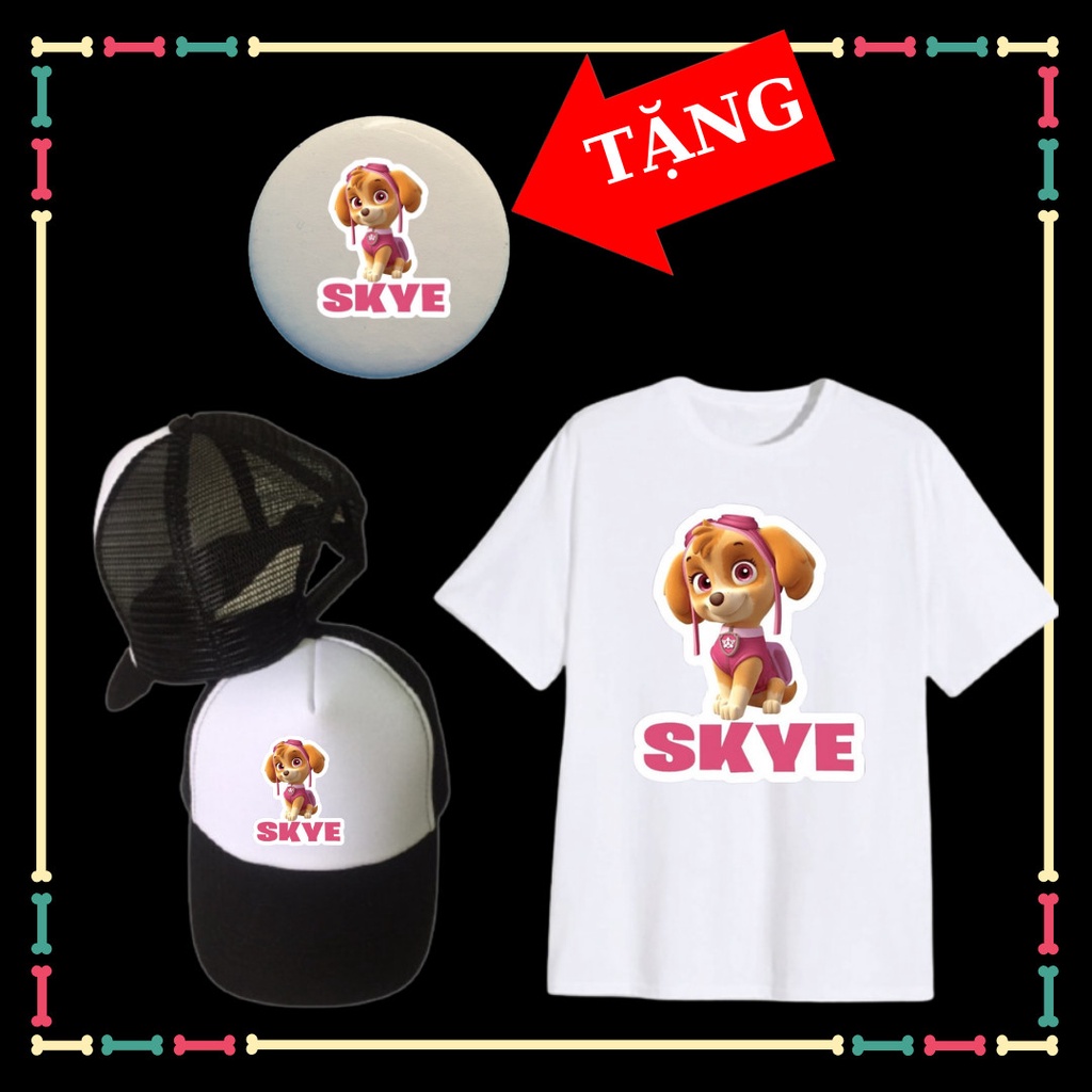 Áo thun cộc tay trẻ em Đội chó cứu hộ Paw Patrol, kèm mũ lưỡi trai, kèm huy hiệu