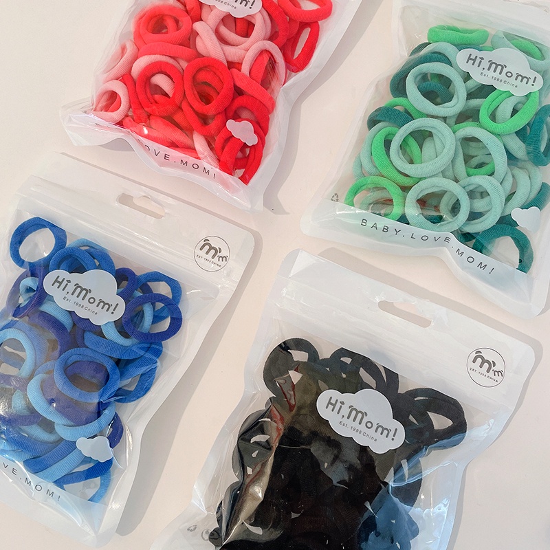 Set 50/100 dây buộc tóc co giãn nhiều màu sắc tùy chọn Hàn Quốc dành cho bé