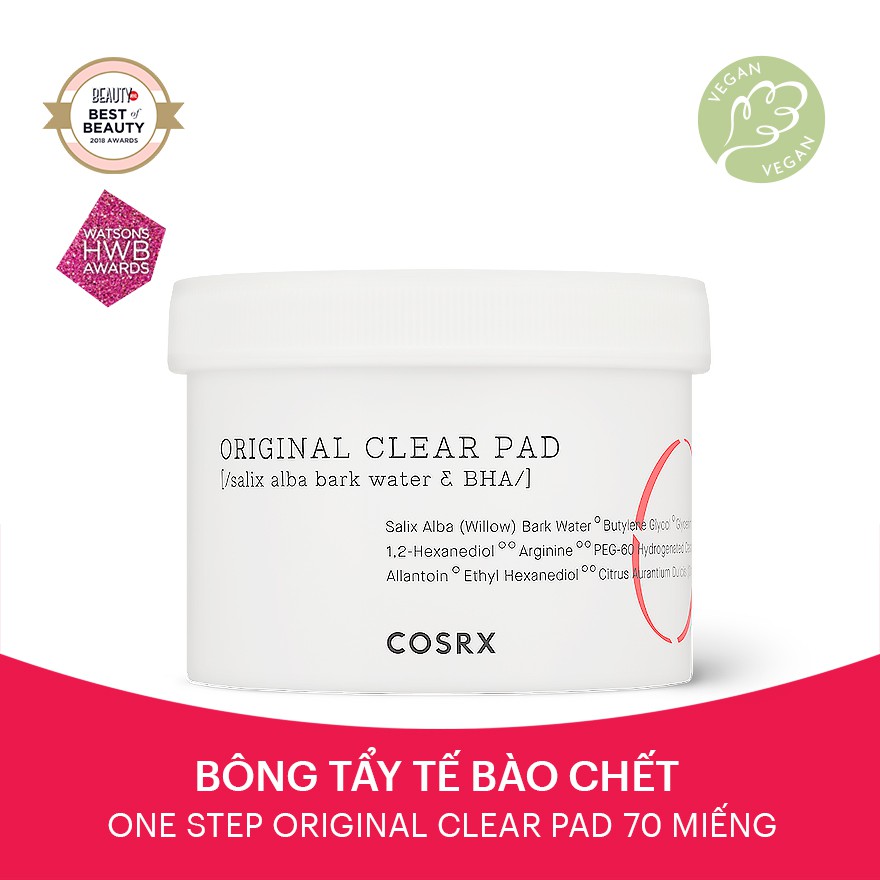 Bông Tẩy Da Chết Cosrx One-Step Original Clear Pad 70 Sheets (New 2019)