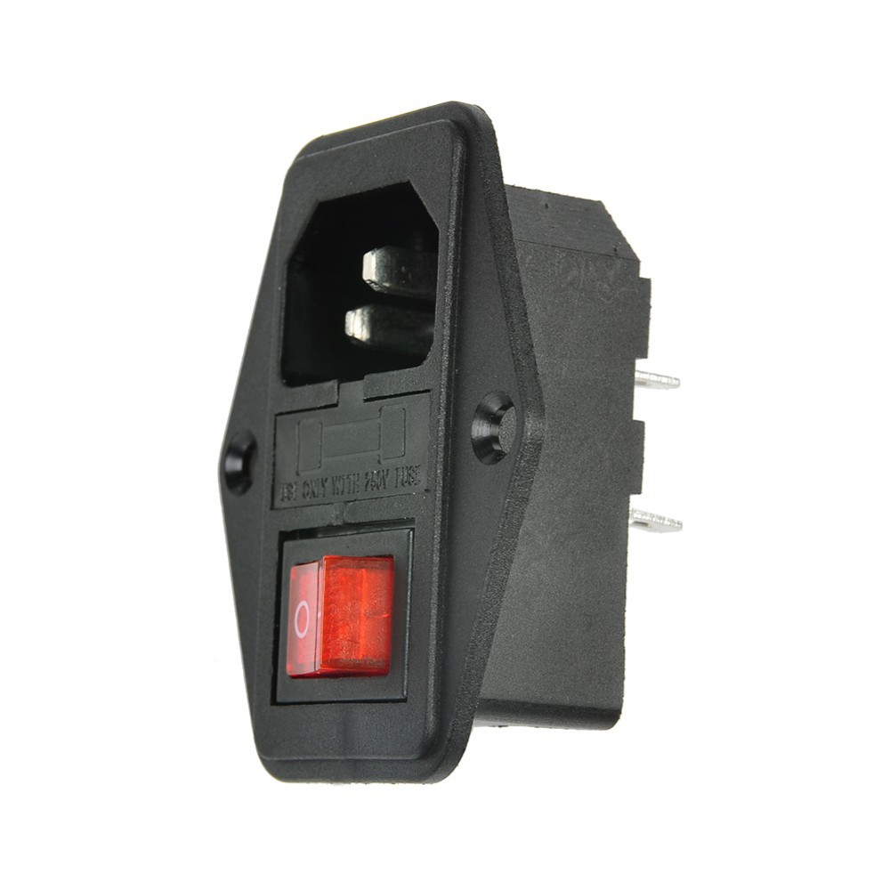 Cổng nguồn cắm đực với công tắc cầu chì/ 3 Pin IEC320 C14 AC/ điện 10A 250V