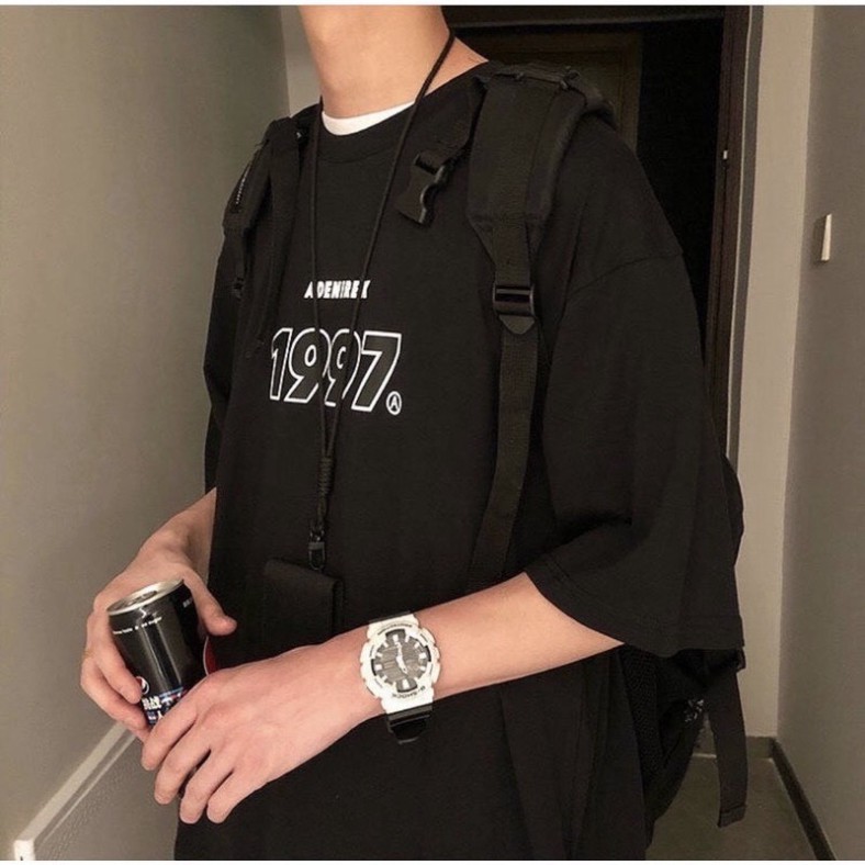 Áo thun nam nữ tay lỡ cổ tròn 1997 áo phông vải Cotton co giãn, dày dặn, form rộng