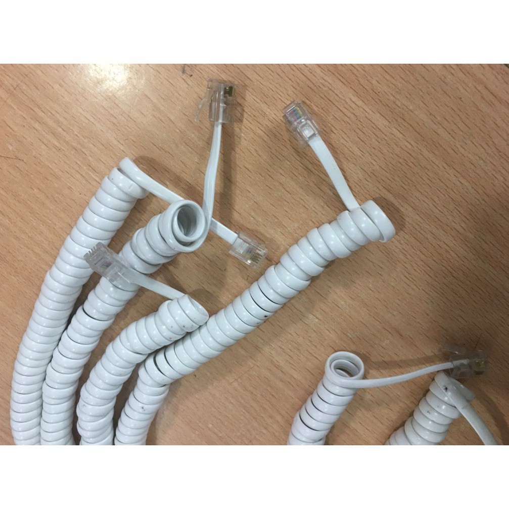 Dây tai nghe cho điện thoại bàn RJ9 2 mét xoắn lò xo - RJ9 cable Telephone Panasonic