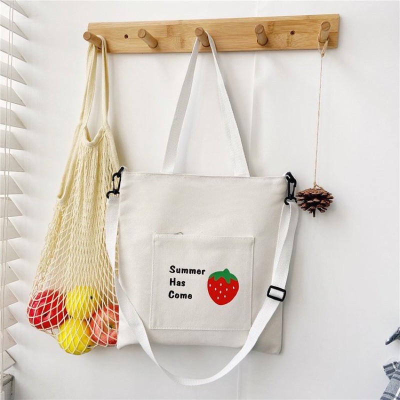 Túi xách nữ vải canvas đeo vai tote cho học sinh sinh viên