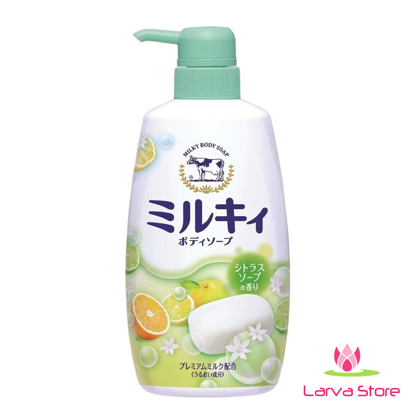 Sữa tắm dưỡng da Milky Cow hương cam chanh 550ml Hàng Nhật nội địa - Larva Store