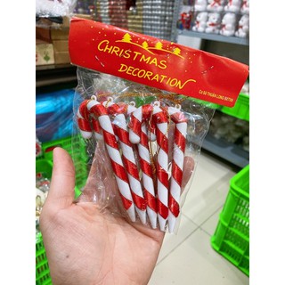 Gậy Đỏ Treo Cây Thông Trang Trí Noel Size Nhỏ - Hàng Chuẩn Đẹp