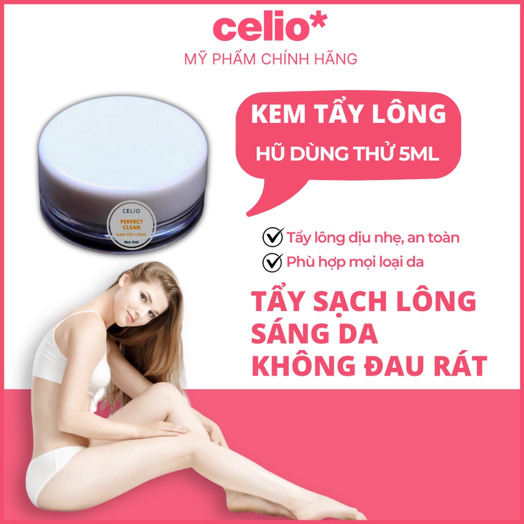 Kem Tẩy Lông CELIO 5ml Triệt Sạch Bất Chấp Các Loại Lông Dùng cho Vùng Bikini Nách Chân Tay Ngực an toàn cho da nhạy cảm