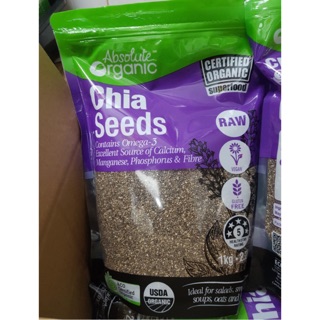 Hạt Chia ÚC GÓI TÍM  Absolute Organic Chia Seed 1kg . DATE MỚI 2026
