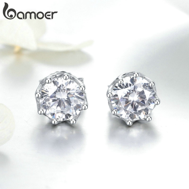 Khuyên Tai Bamoer Đính Đá Zirconia Long Lanh Sang Trọng Dành Cho Nữ