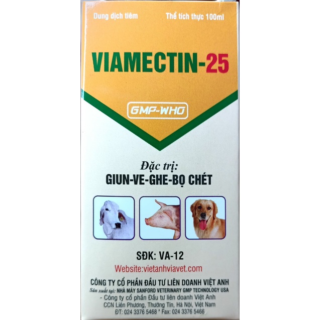 VIAMECTIN - 25 Nội - ngoại ký sinh trùng, an toàn, hiệu quả cao......!