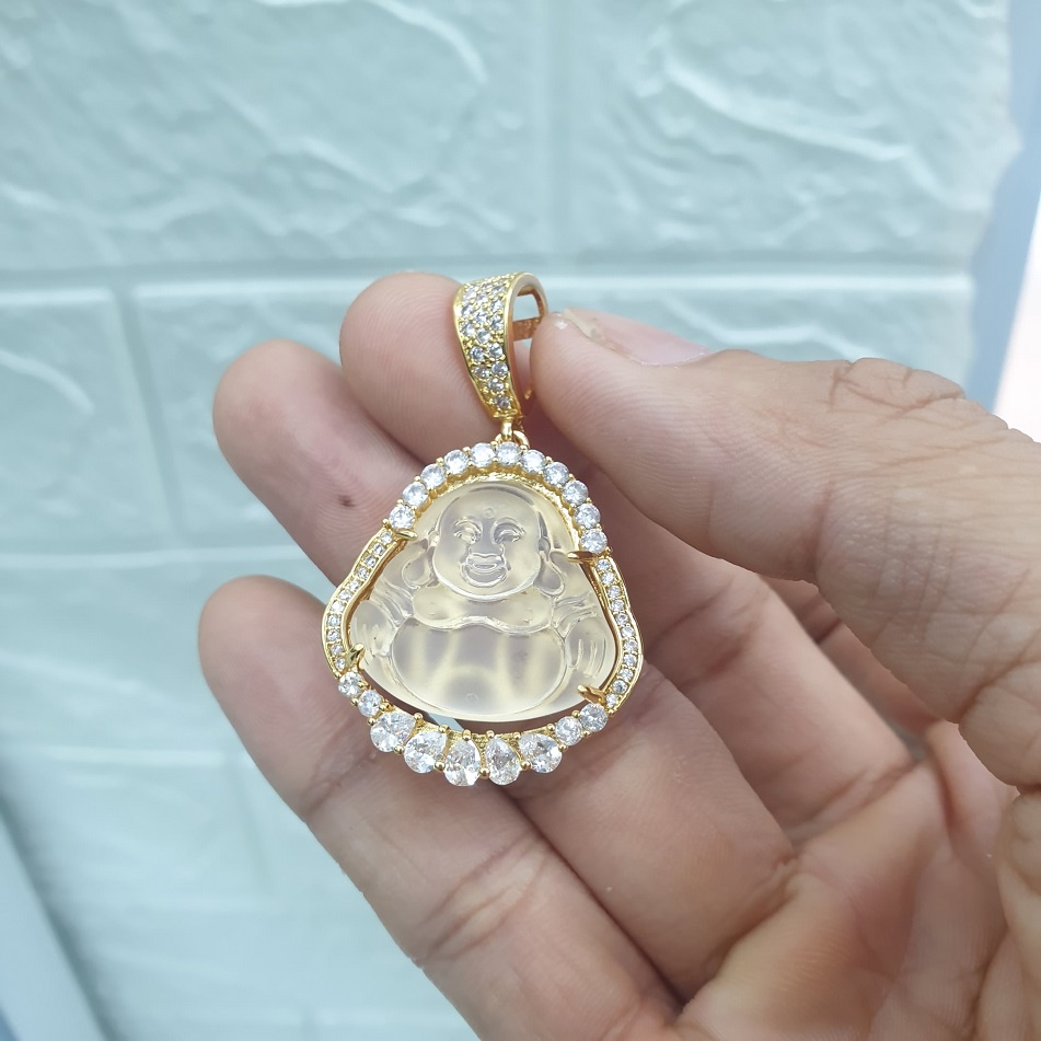 (Không đen- Không kiêng nước) Mặt Dây Chuyền Di Lặc Phản Quang Mặt Tượng Cao Cấp- Dùng lâu dài tắm rửa thoải mái