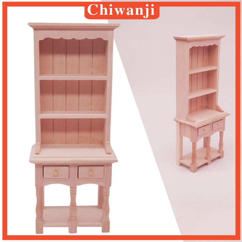 [CHIWANJI]Wood Doll House Miniature Storage Shelf Doll Tiny Living Room DIY Decoration