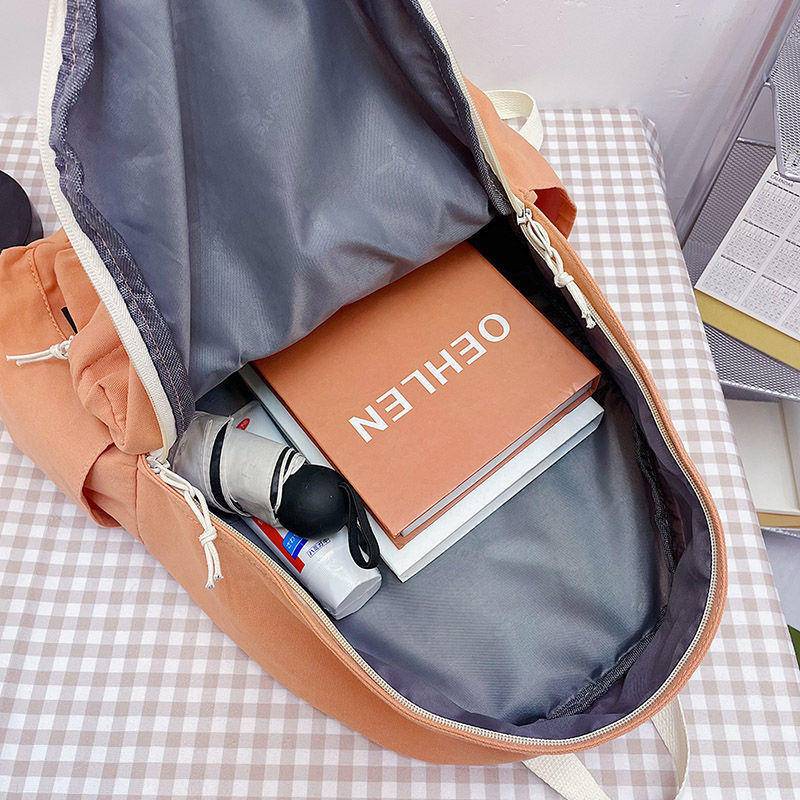Ba Lô Vải Canvas Màu Sắc Đơn Giản Sức Chứa Lớn Dành Cho Nữ