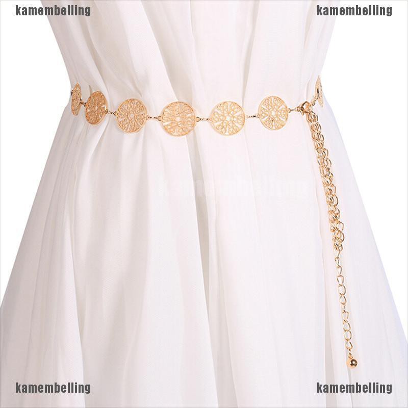 Thắt Lưng Dây Xích Bằng Kim Loại Màu Vàng / Bạc Thời Trang