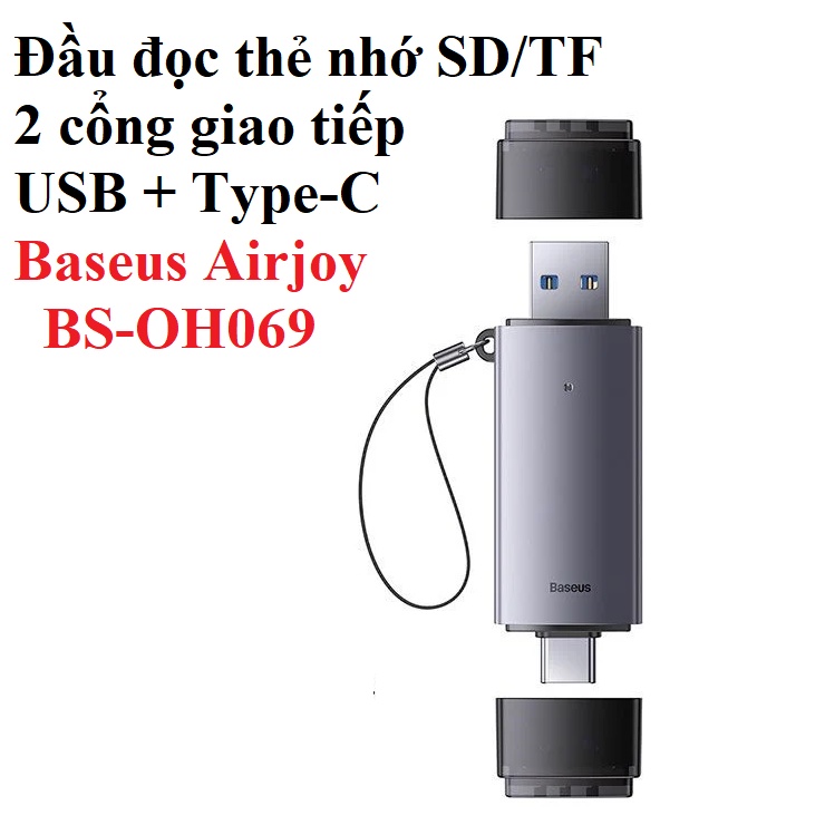 Đầu đọc thẻ SD / TF 2 cổng giao tiếp U+C Baseus Airjoy BS-OH069