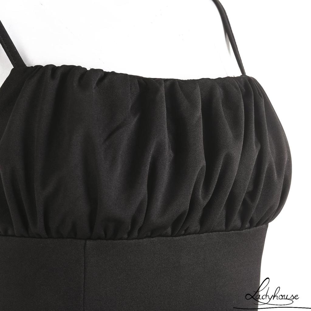 Đầm hai dây xẻ tà màu trơn thời trang cho nữ