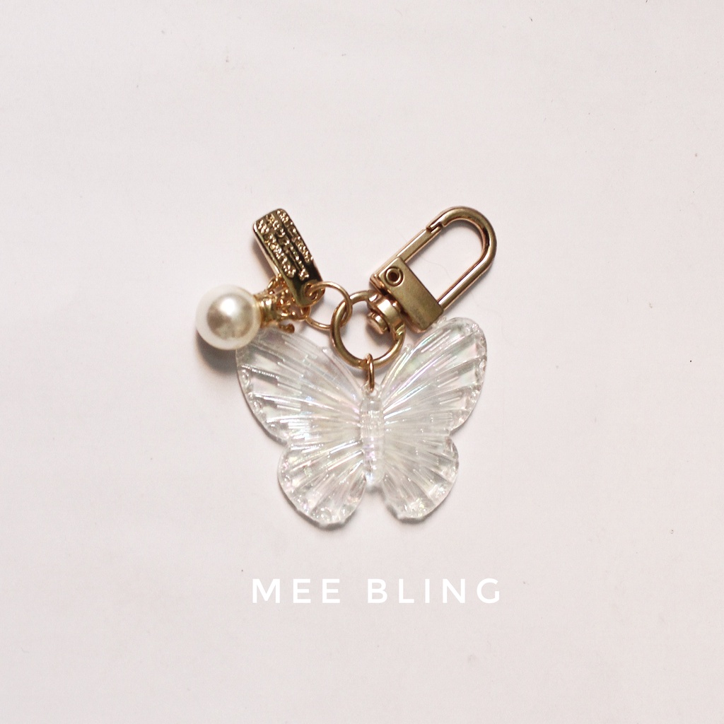 MEE BLING ♡ Móc khóa/móc đt bướm mix hạt trai nhân tạo Butterfly Keychain