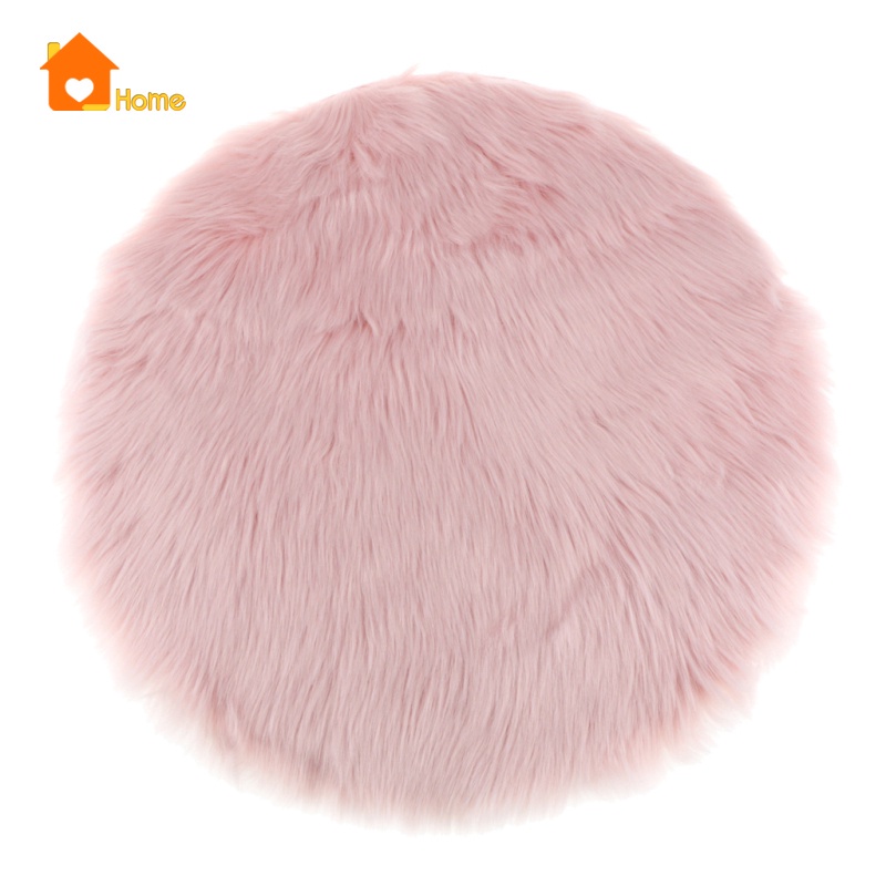 Đệm Ngồi Lông Cừu Giả Hình Tròn Dài 30cm Màu Trắng