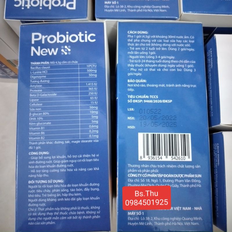 PROBIOTIC NEW hộp 30 gói men vi sinh bổ sung lợi khuẩn đường ruột, dùng được cho trẻ sơ sinh