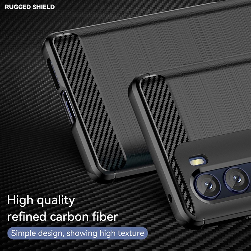 Ốp điện thoại cao su mềm mỏng chống sốc họa tiết sợi các bon dành cho Motorola Edge X30 S Pro 20 Lite Fusion Plus 2021