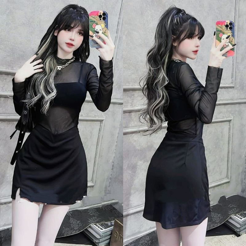 Đầm body lưới có lót trong loại đẹp ( hình sàn tự chụp )