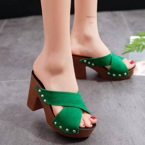 Dép Cao Gót Đế Dày Mềm Mại Phong Cách Âu Mỹ Thời Trang Mùa Hè Cho Nữ