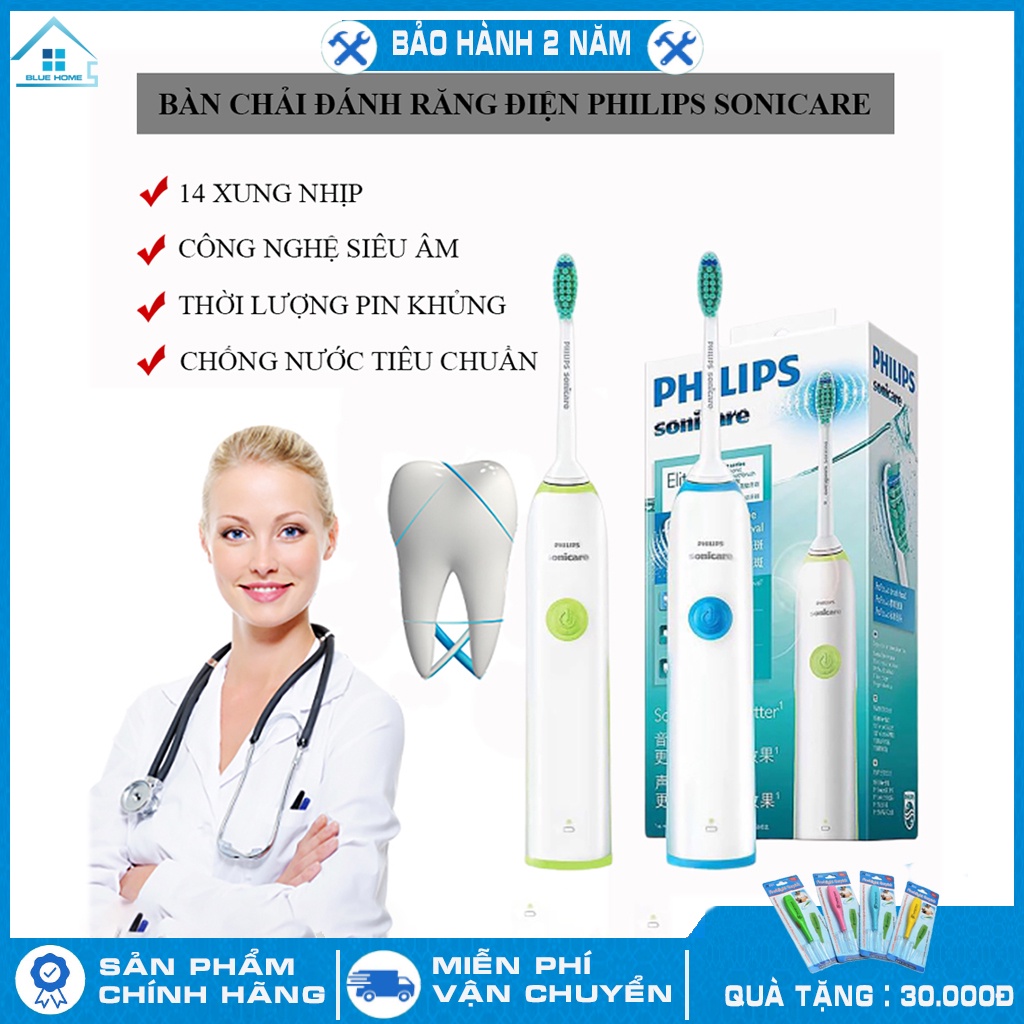 Bàn chải đánh răng, bàn chải đánh răng điện Philips tự động Soniccare 6 chế độ siêu sạch chống nước an toàn hiệu quả