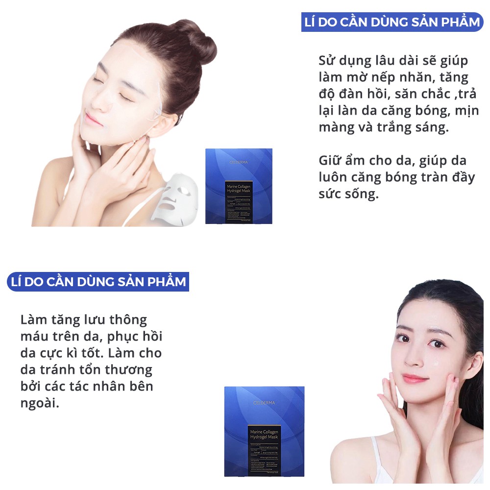 Mặt nạ giảm mụn dưỡng ẩm dưỡng da chống lão hóa trắng da Cellderma Marine Collagen Hydrogen MN33