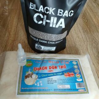 COMBO 1KG THẠCH DỪA THÔ_ 500GR HẠT CHIA ÚC ĐEN. Tặng kèm hương vải