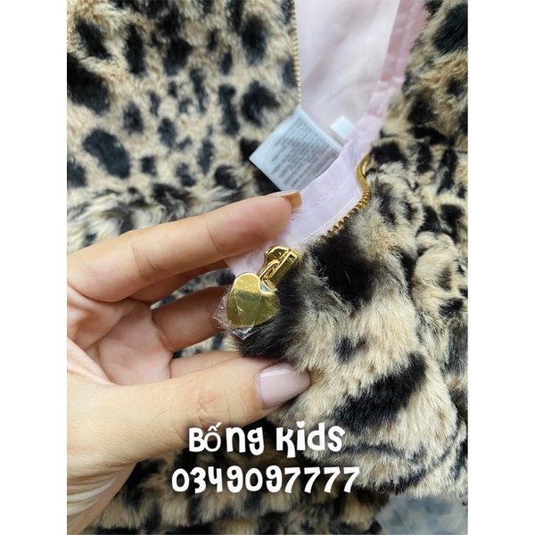 Áo Khoác Lông Hoodie Bé Gái Tai Đốm