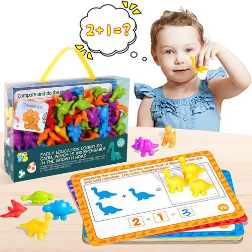 72Pcs Little Dinosaur Learning Toy Soft Rubber Dinosaur Early Education Toy Question Card Set