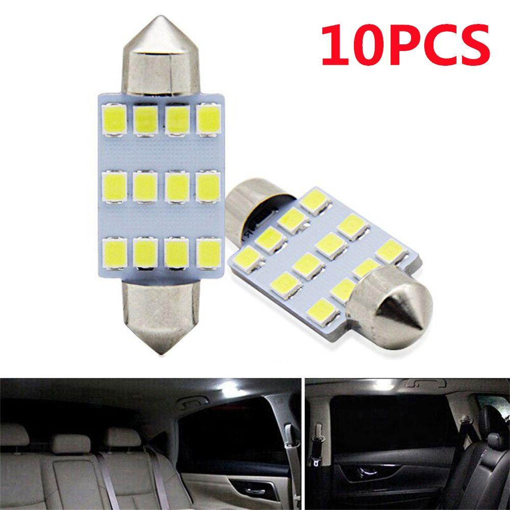 Set 10 Đèn LED COB 2835 12SMD 39MM Ánh Sáng Trắng Dành Cho Ô Tô