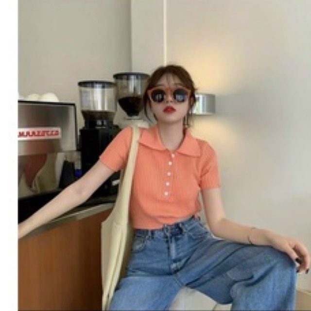 ÁO LEN TĂM CÚC CỔ BẺ TAY CỘC MS10001