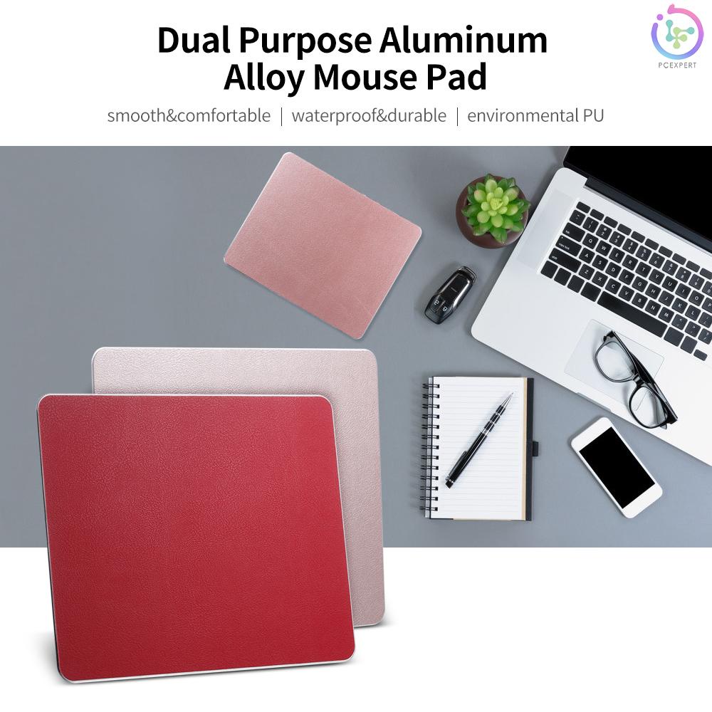 Small Aluminum Mouse Pad PU+PVC Dual Purpose Mouse Pad Gaming Office Mouse Pad 198*160mm Rose Gold