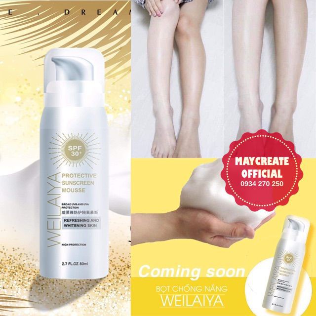 Kem Chống Nắng,Bọt Chống Nắng Weilaiya (Protetive Sunscreen Mouse) SPF 30+ 80ml