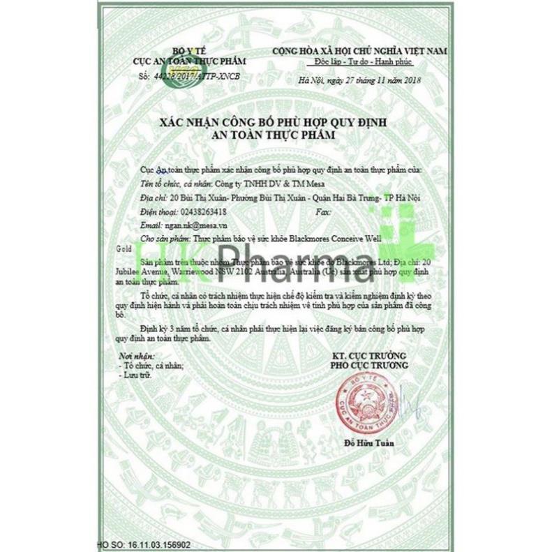 Blackmore Conceive Eell Gold 56v VIÊN UỐNG TĂNG KHẢ NĂNG THỤ THAI (Mẫu mới)