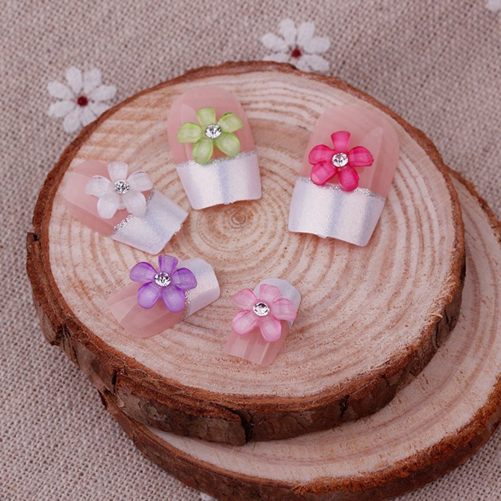 Phụ kiện hoa đá pha lê 5 màu tùy chọn xinh xắn dùng trang trí móng nghệ thuật