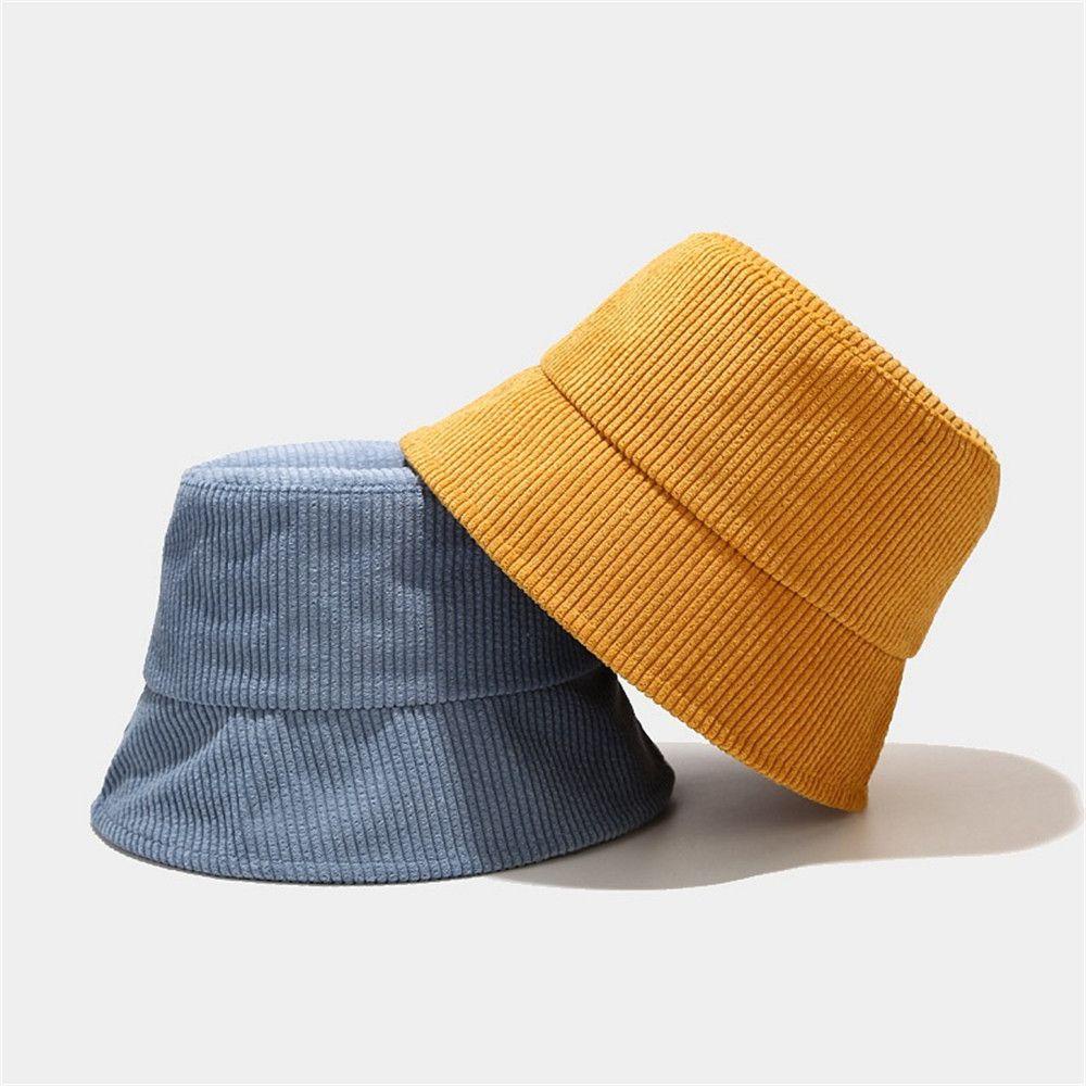 FUTURE Fashion Bucket Hat Outdoor Corduroy Fisherman Hat Streetwear Winter Solid color Unisex Fishing Cap/Multicolor