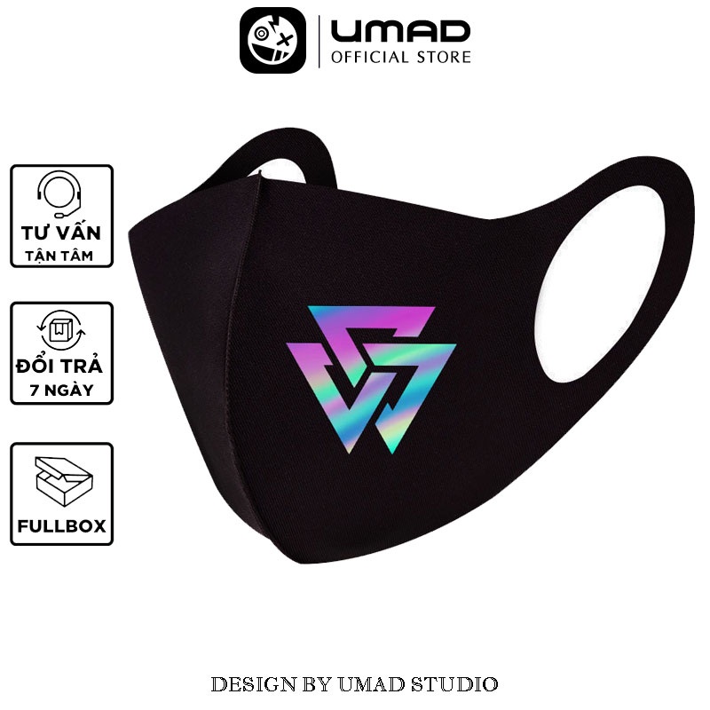 Khẩu trang 3D UMAD unisex K300 phản quang 7 màu vải poly 2 da cao cấp