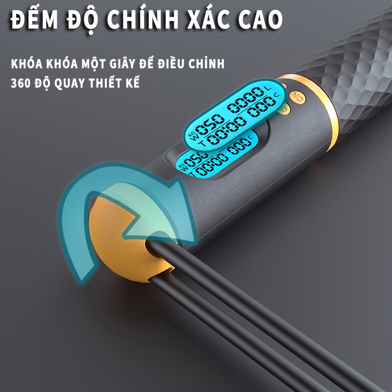 Dây Nhảy Điện Tử Tự Động Đếm Số 4 Chế Độ Chống Trượt Có Tay Cầm Tiện Dụng đo calo (Dây + bóng) hai bộ