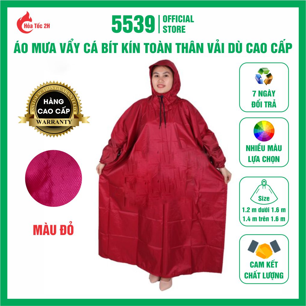 Áo mưa bít 1 người vảy cá chất liệu vải dù cao cấp trùm toàn thân thích hợp cho người lớn và trẻ em – Shop 5539