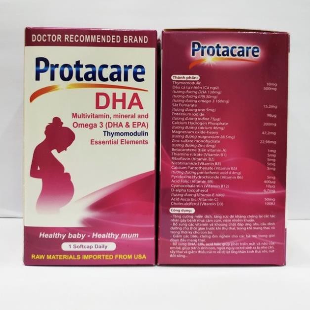 Viên bổ bà bầu Protacare DHA Bổ sung DHA,EPA,acid folic lọ 30 viên