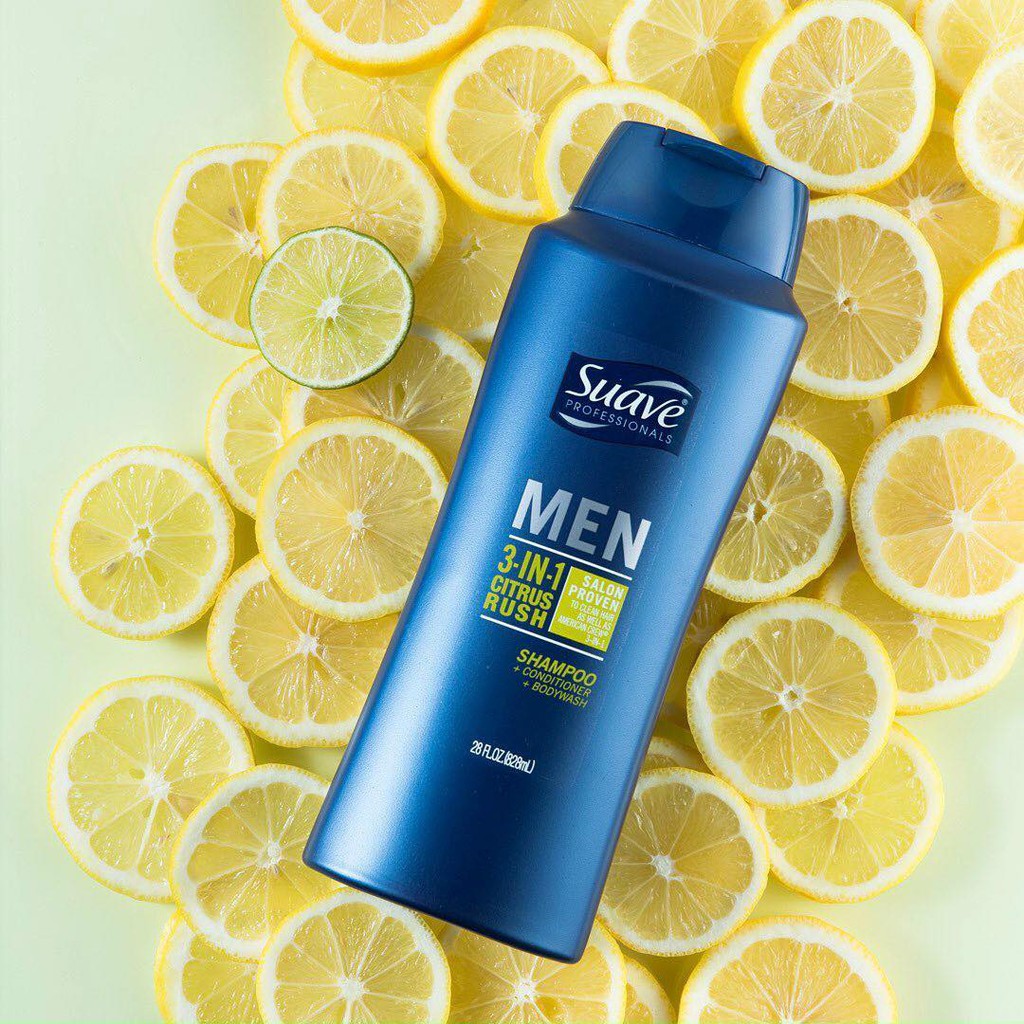 Dầu gội xả nam Suave Men 3 in 1 828ml - Mỹ