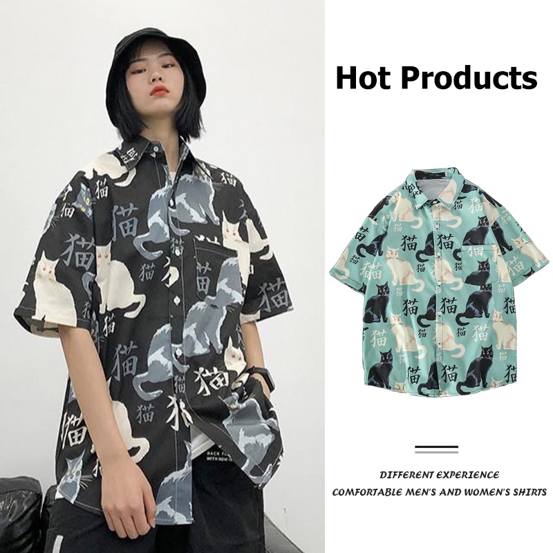 (M ~ 3XL) Áo sơ mi nửa tay dành cho nữ, Thời trang đường phố, Áo khoác tay ngắn nhỏ, Áo khoác Unisex cỡ lớn