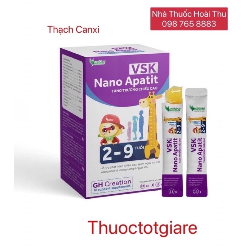 Thạch Canxi - Growth Nano Apatit VSK ,hỗ trợ phát triển chiều cao cho bé