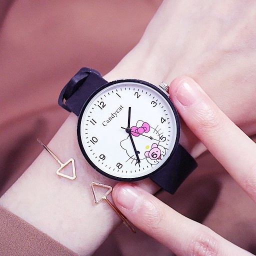 Đồng Hồ Đeo Tay In Hoạt Hình Hello Kitty Thiết Kế Dễ Thương Cho Bé