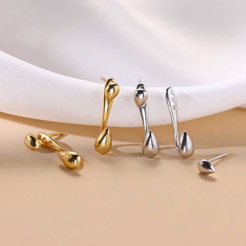 Hoa tai bạc S925 - Bông tai nữ bạc Ý hình giọt nước đeo 2 kiểu dễ thương, cá tính ZAZA accessories