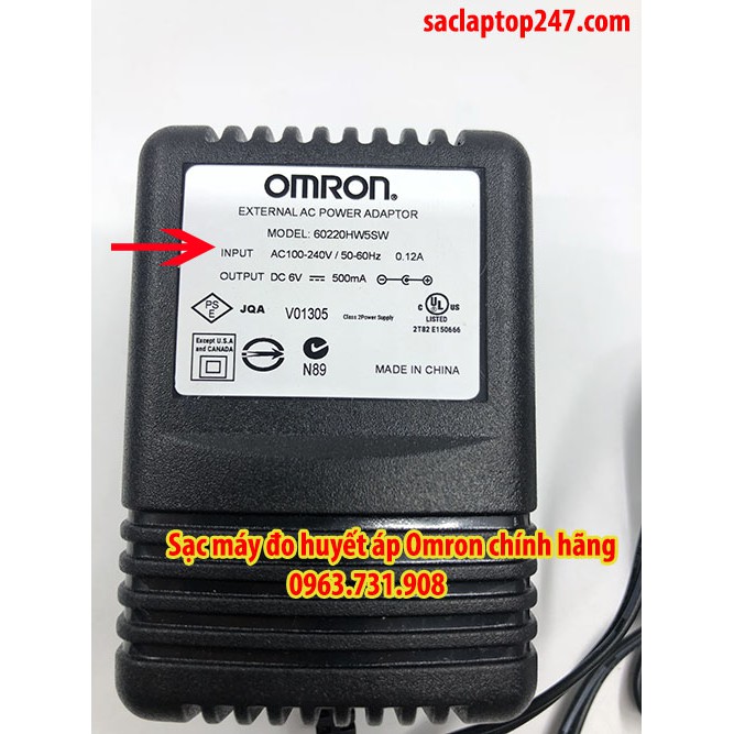 Sạc máy đo huyết áp Omron 6V 500mA chính hãng