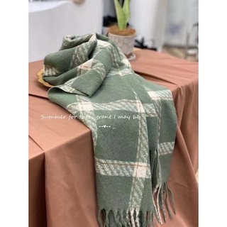 Khăn cashmere kẻ phong cách hàn quốc