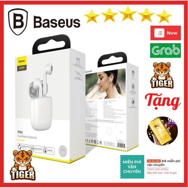 Tai nghe không dây Baseus Encok True Wireless Earphones W04/ W04 Pro (TWS, Wireless charger, Earbuds Mini, Model 2021