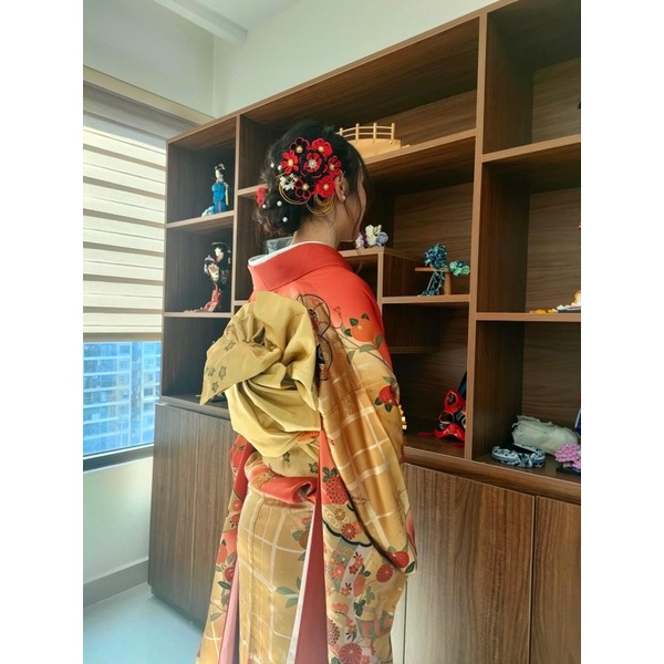 Kanzashi hoa màu đỏ và đen( có tặng quà)- có ảnh khách
